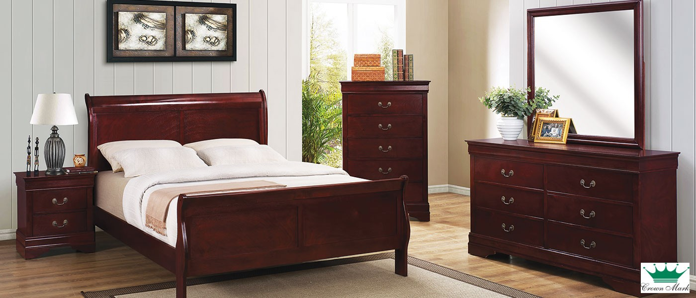 Beds For Less Cherry 6pc Queen Bedroom Set intended for dimensions 1400 X 600