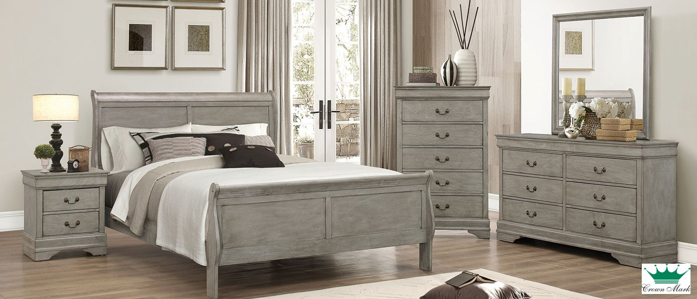 Beds For Less Grey 6pc Queen Bedroom Set for size 1400 X 600