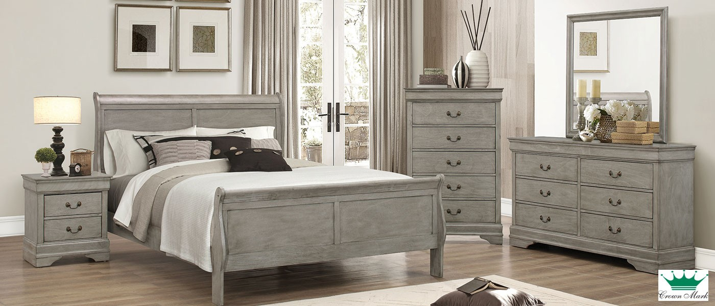 Beds For Less Grey 6pc Queen Bedroom Set intended for measurements 1400 X 600