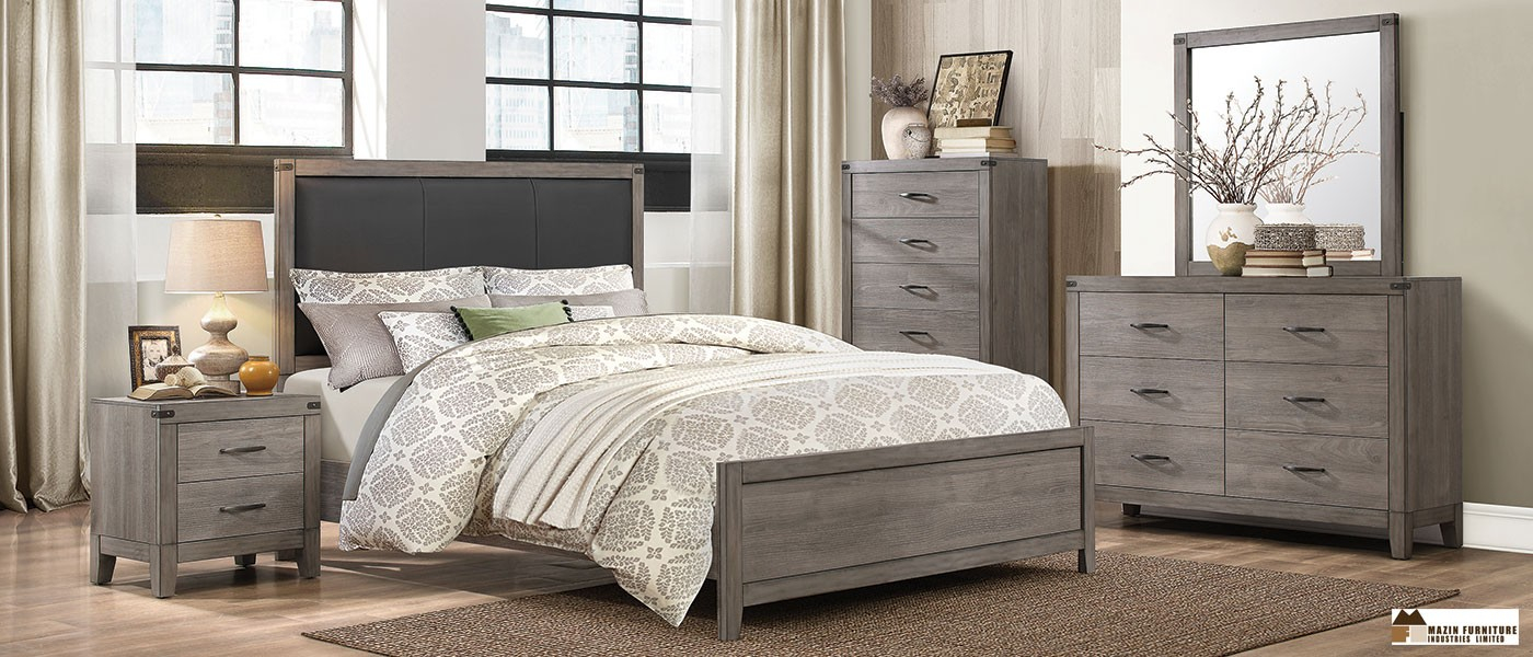 Beds For Less Grey 6pc Queen Bedroom Set with proportions 1400 X 600
