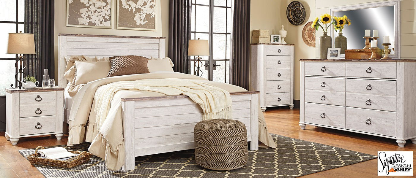 Beds For Less Willowton 6pc Queen Bedroom Set for sizing 1400 X 600