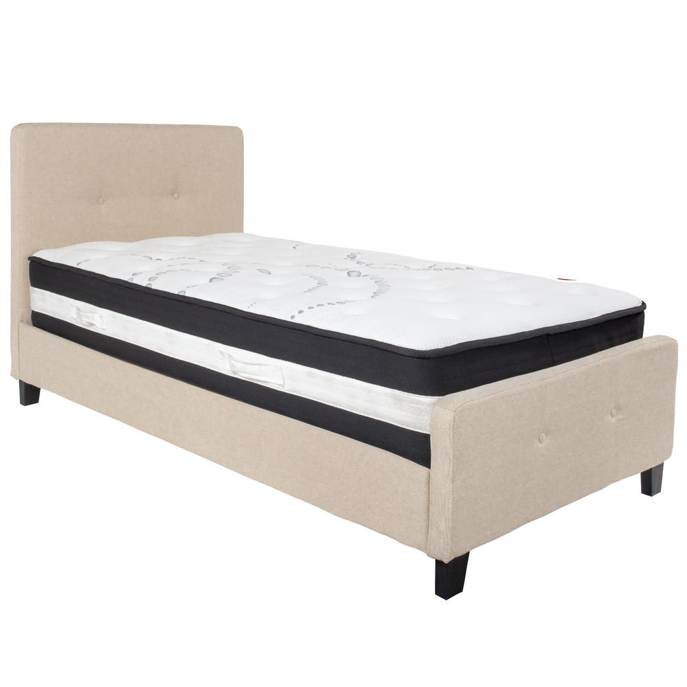 Beige Twin Platform Bed And Mattress Set inside dimensions 1000 X 1000