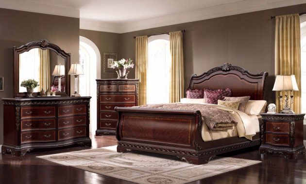 Bella Solid Wood Sleigh Bed 6 Piece Bedroom Set Dresser Mirror Night within measurements 1600 X 989