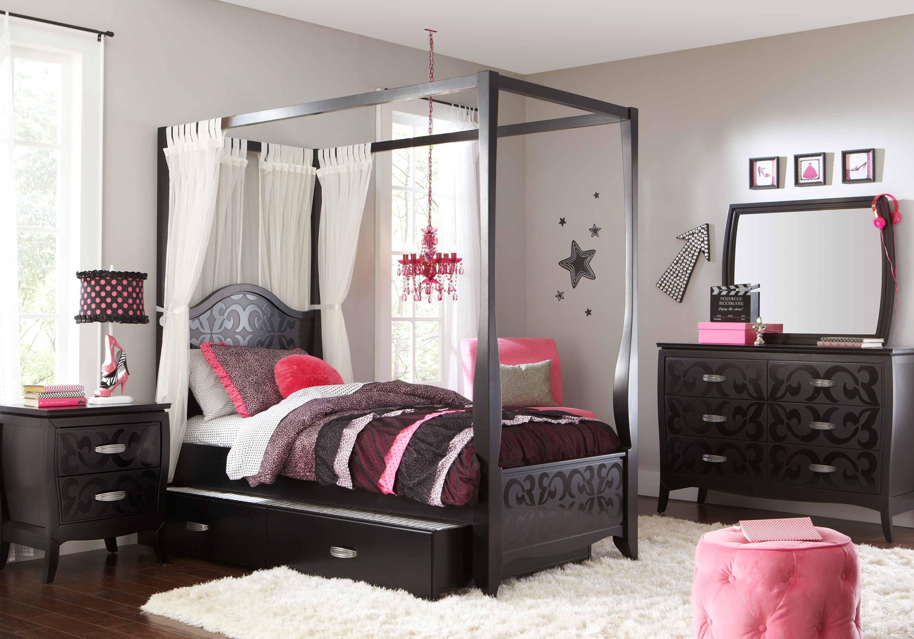 Belle Noir Dark Merlot 6 Pc Full Canopy Bedroom Bedroom Sets Dark Wood with regard to sizing 3129 X 2187