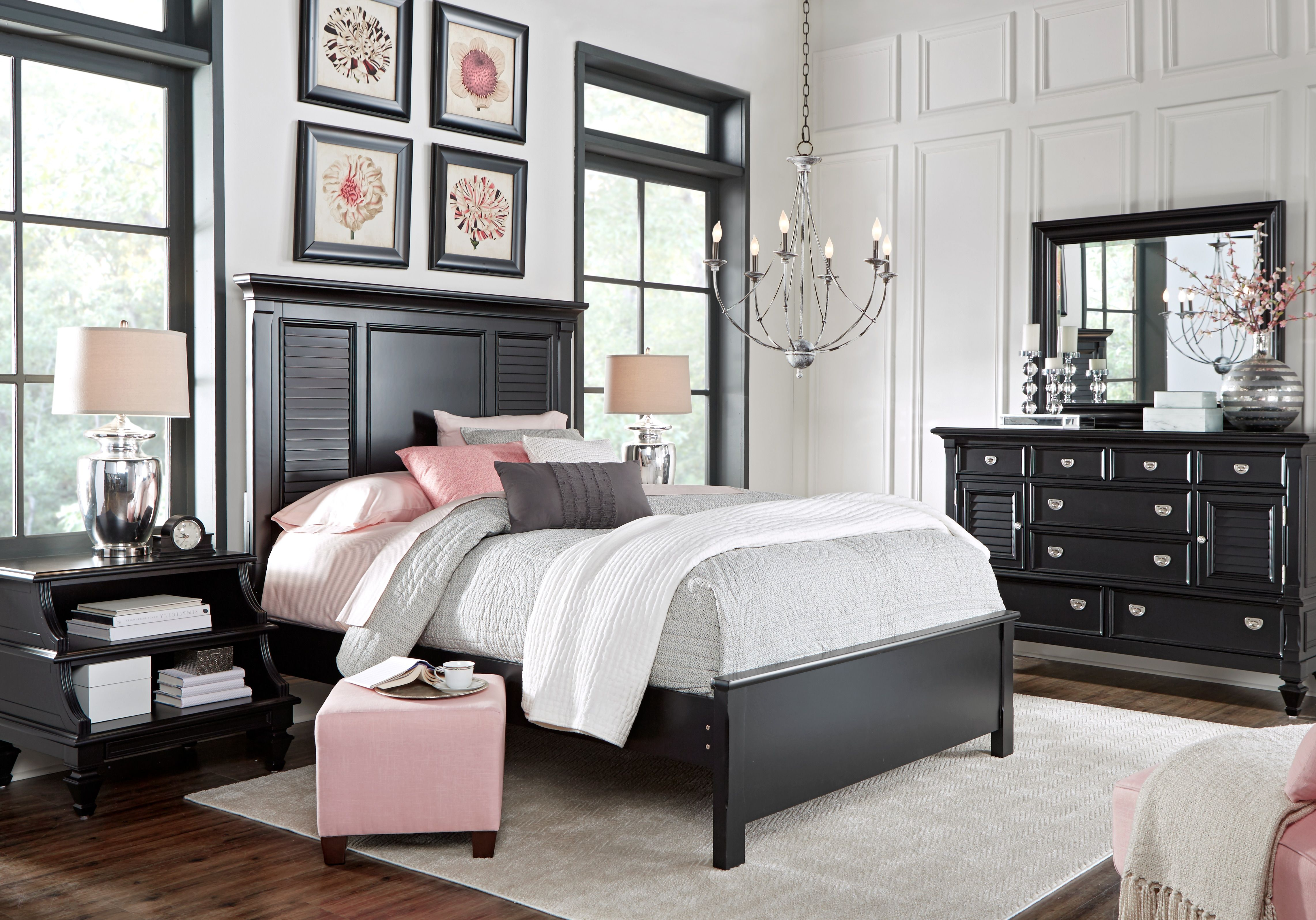 Belmar Black 5 Pc Queen Bedroom In 2019 Black Glam Bedroom Black for dimensions 4565 X 3191