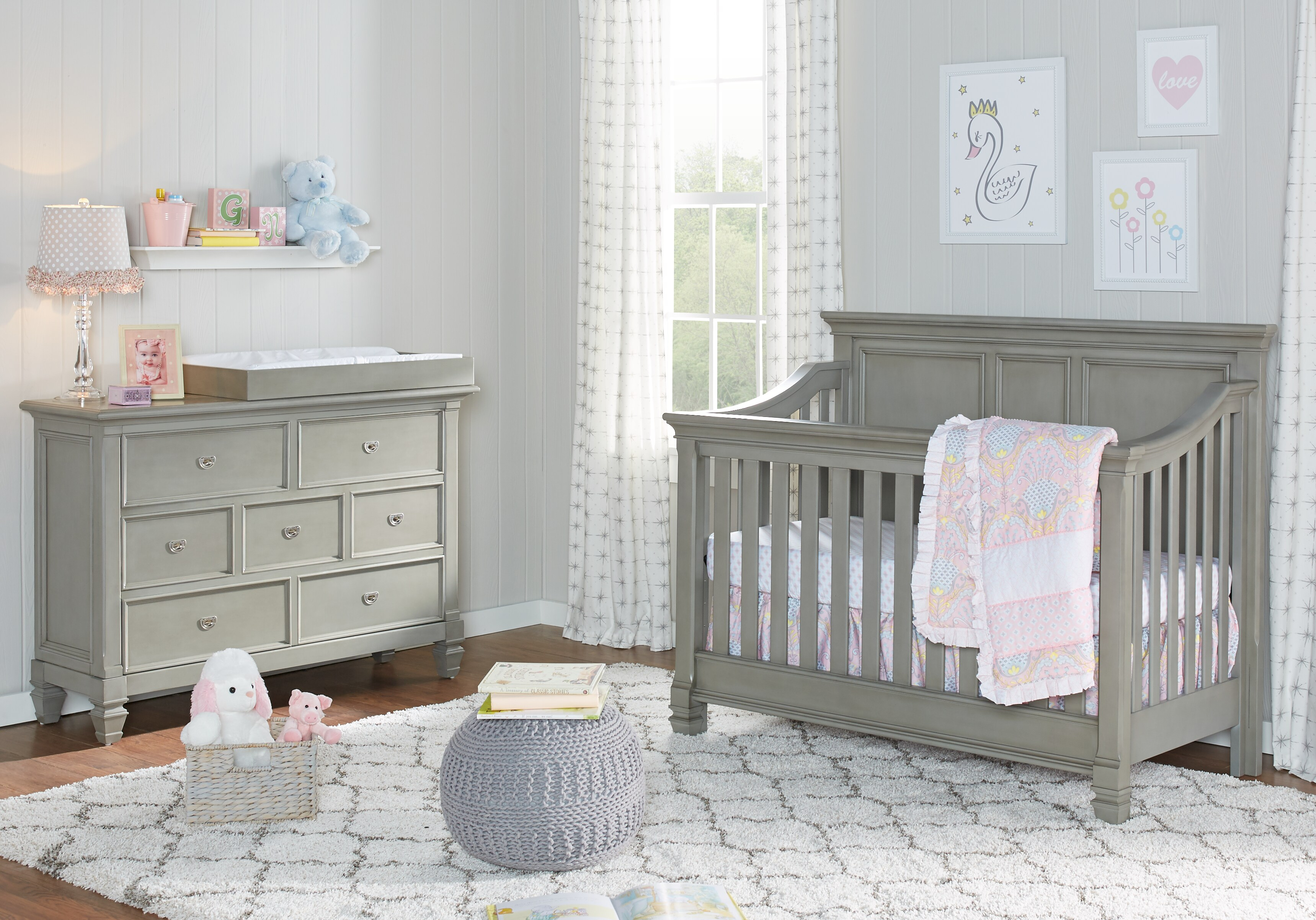 Belmar Gray 4 Pc Nursery Bedroom Sets Colors with regard to proportions 3438 X 2403