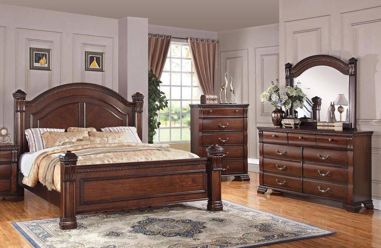 Bernards Furniture Isabella Warm Cognac Finish 1411 King Poster Bedroom Set 3pcs inside dimensions 1318 X 857