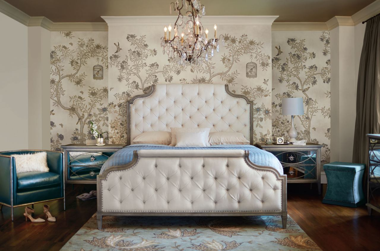 Bernhardt Marquesa Upholstered Panel Bedroom Set In Gray Cashmere Finish regarding proportions 1280 X 848