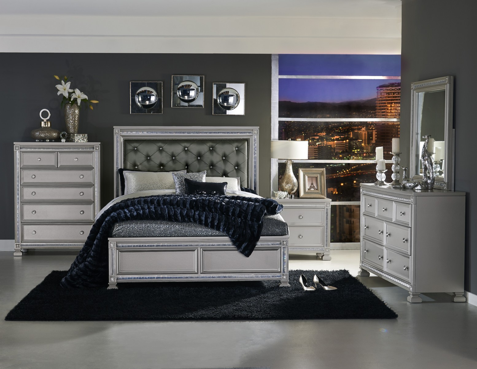 Bevelle Vinyl Tufted Platform Bedroom Set for sizing 1554 X 1201