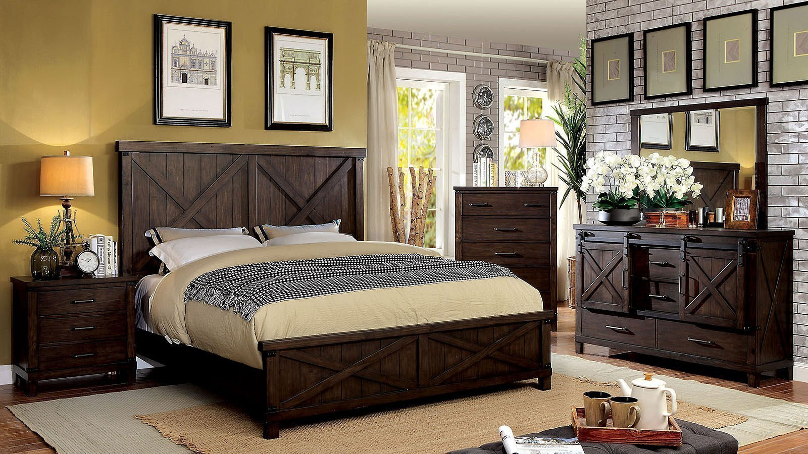 Bianca Panel Bedroom Set Dark Walnut throughout proportions 1600 X 900