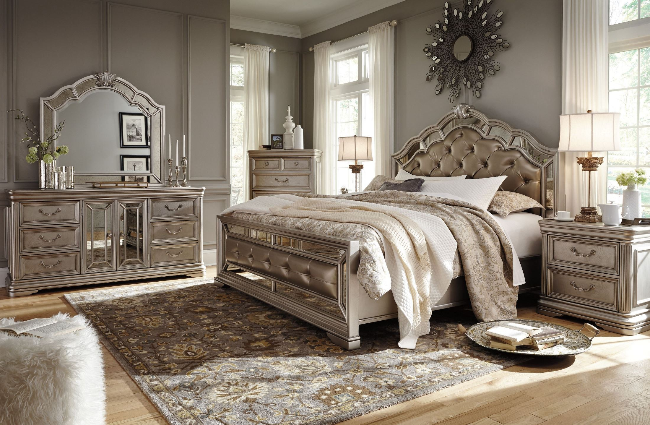 Birlanny Silver Upholstered Panel Bedroom Set for proportions 2200 X 1438
