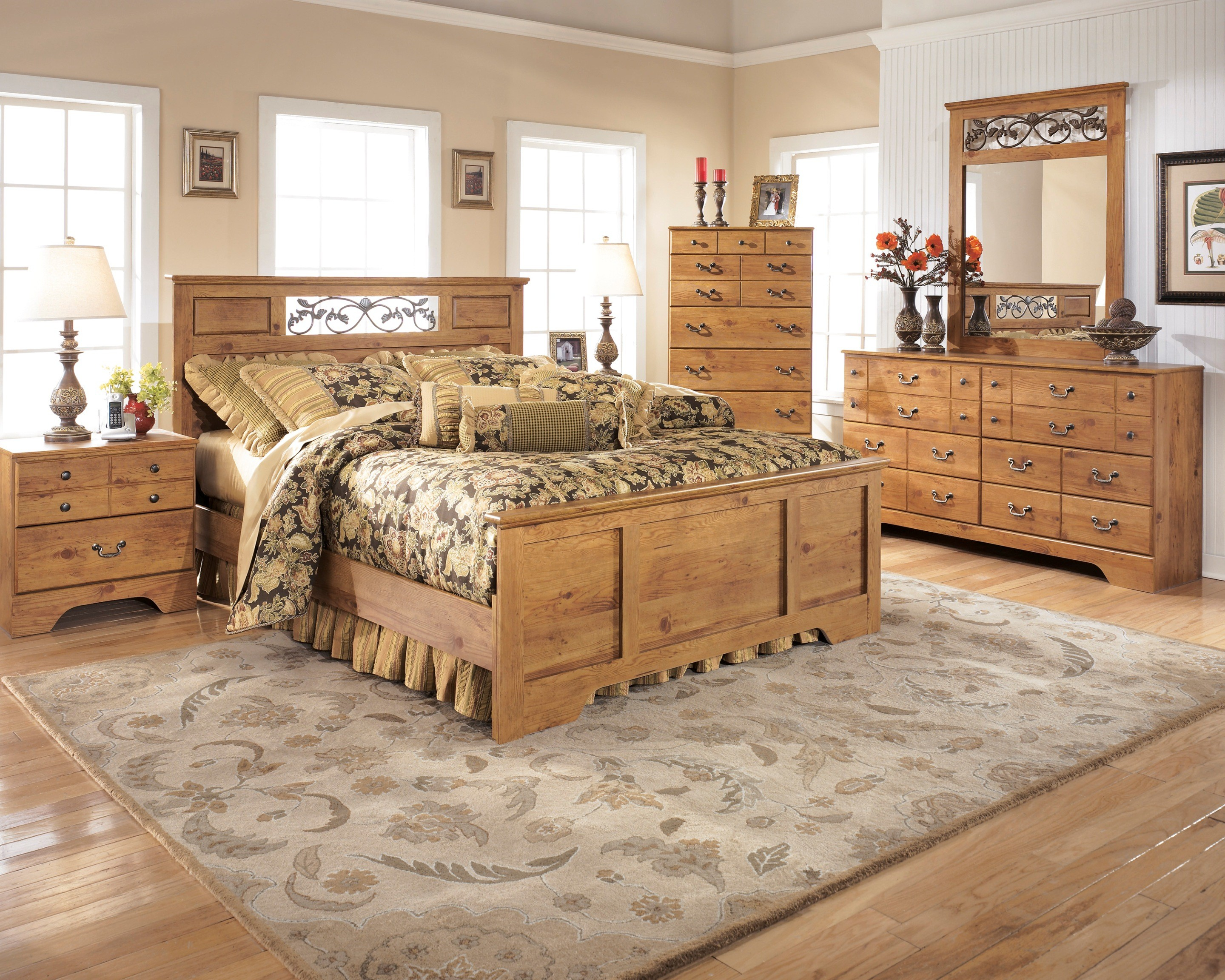 Bittersweet Light Brown 4 Pc Queen Panal Bedroom Set B219 inside measurements 2880 X 2304