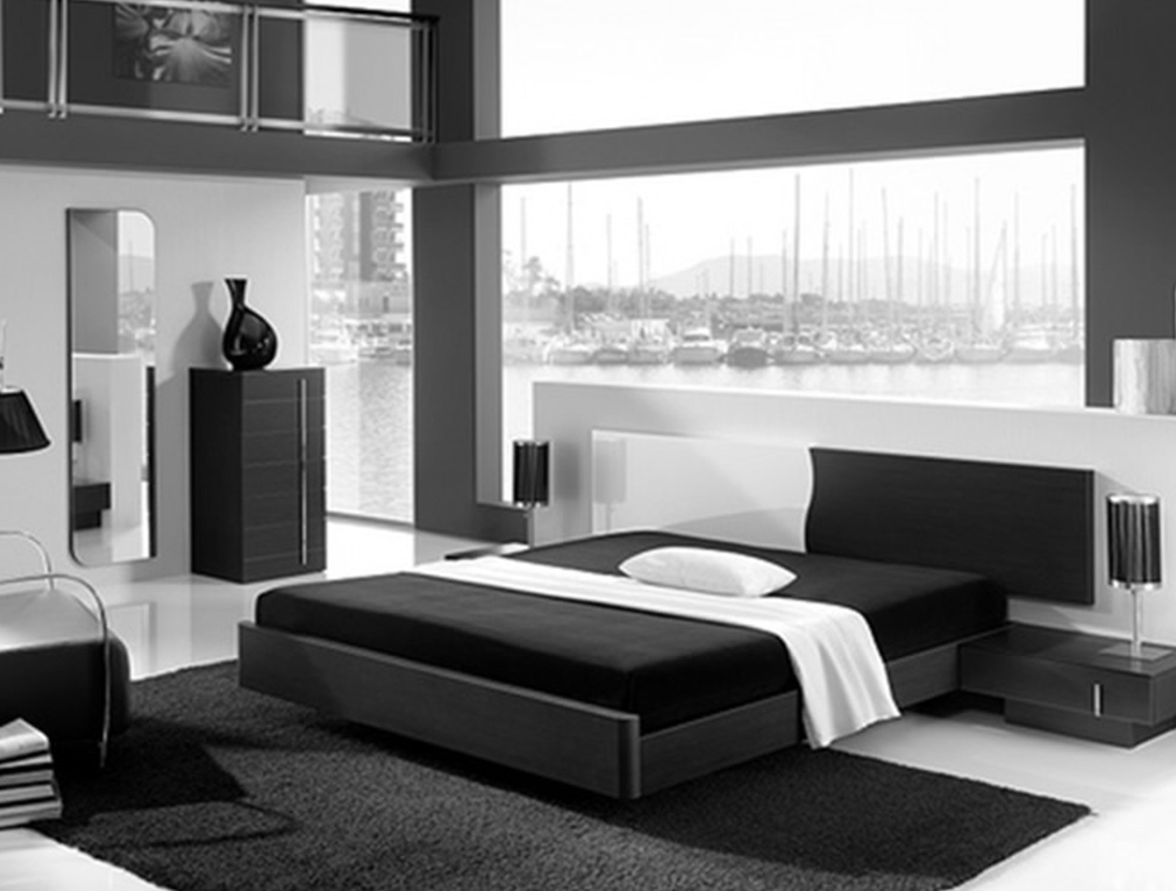 Black And White Modern Bedroom Furniture Inspiring Home Decoration in size 5000 X 3788