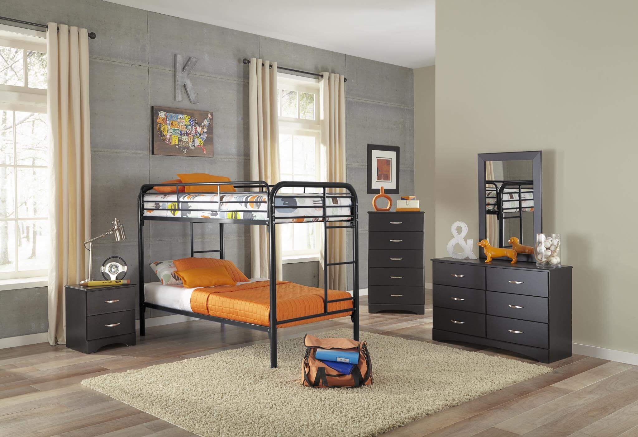 Black Bedroom Set With Twin Over Twin Bunk Bed inside measurements 2048 X 1404