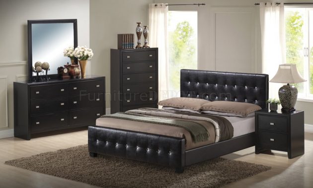 Black Finish Modern Bedroom Set Wqueen Size Bed inside dimensions 1200 X 802