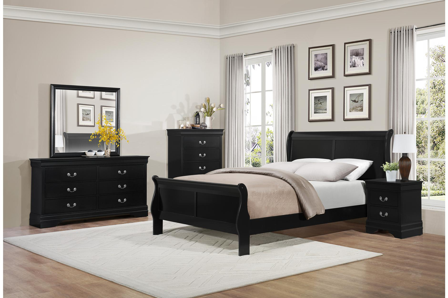 Black Sleigh Bedroom Set Hb2 with measurements 1880 X 1250