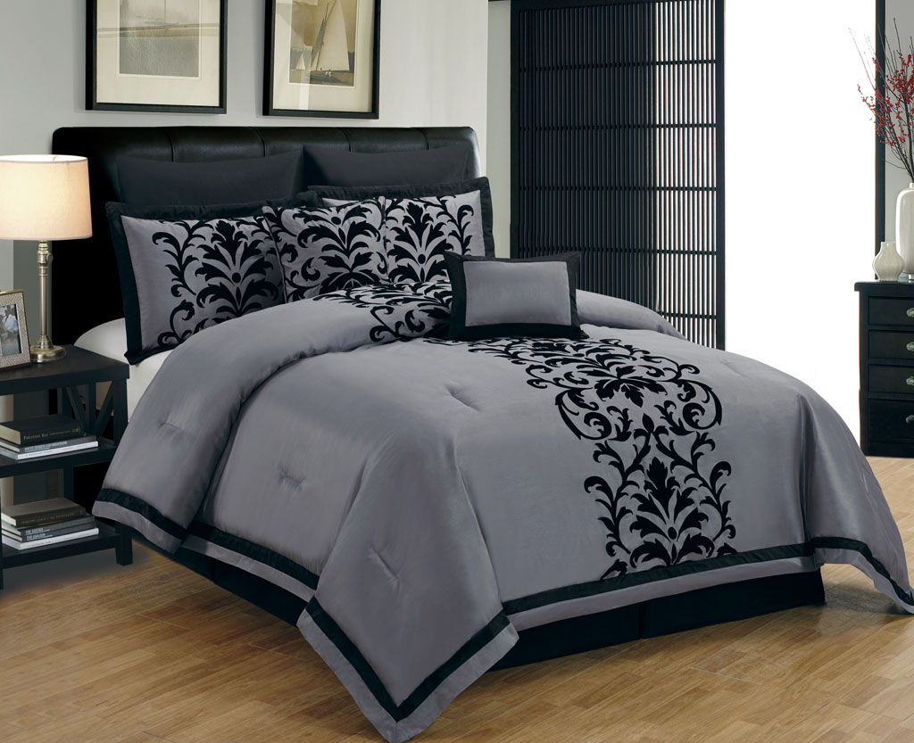 Blue And Grey Bedding Piece Queen Dawson Black And Gray Comforter inside size 1024 X 833