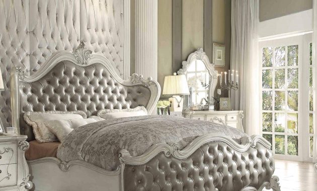 Bone White Gray Tufted King Bedroom Set 5pcs Versailles 21147ek Acme with regard to size 2400 X 2335