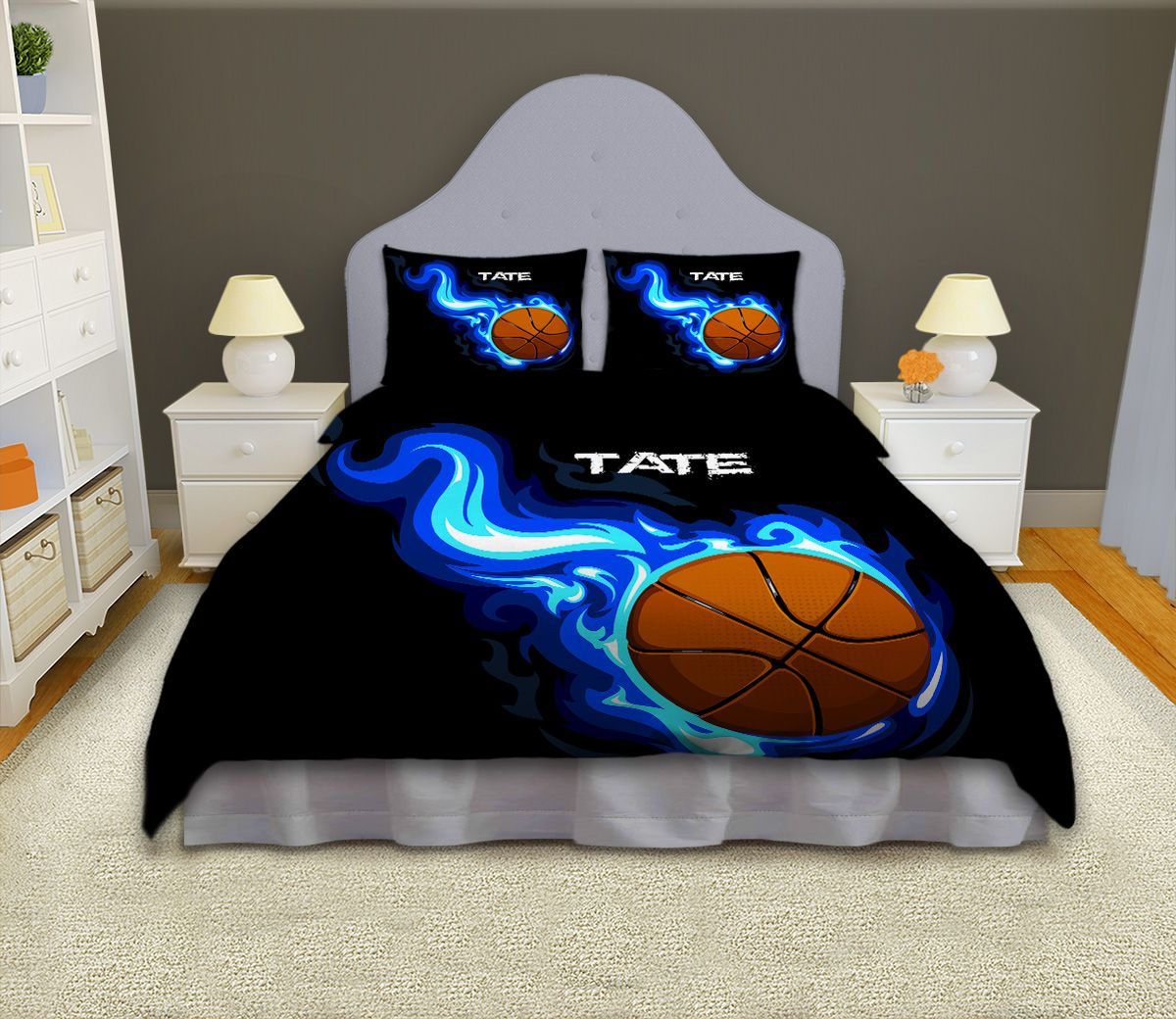 Boys Basketball Personalized Comforter Set Sports Bedding Has Blue with measurements 1200 X 1040