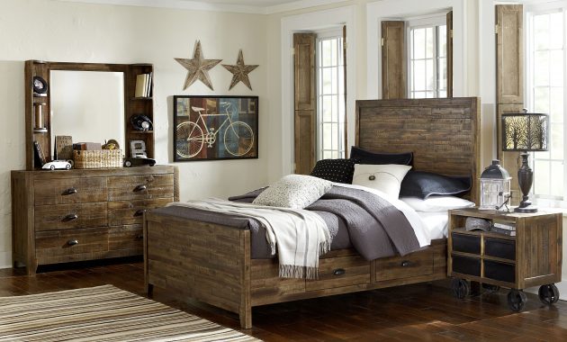 Braxton Distressed Natural Wood 4pc Bedroom Set Wstorage Twin Bed pertaining to measurements 5400 X 4243