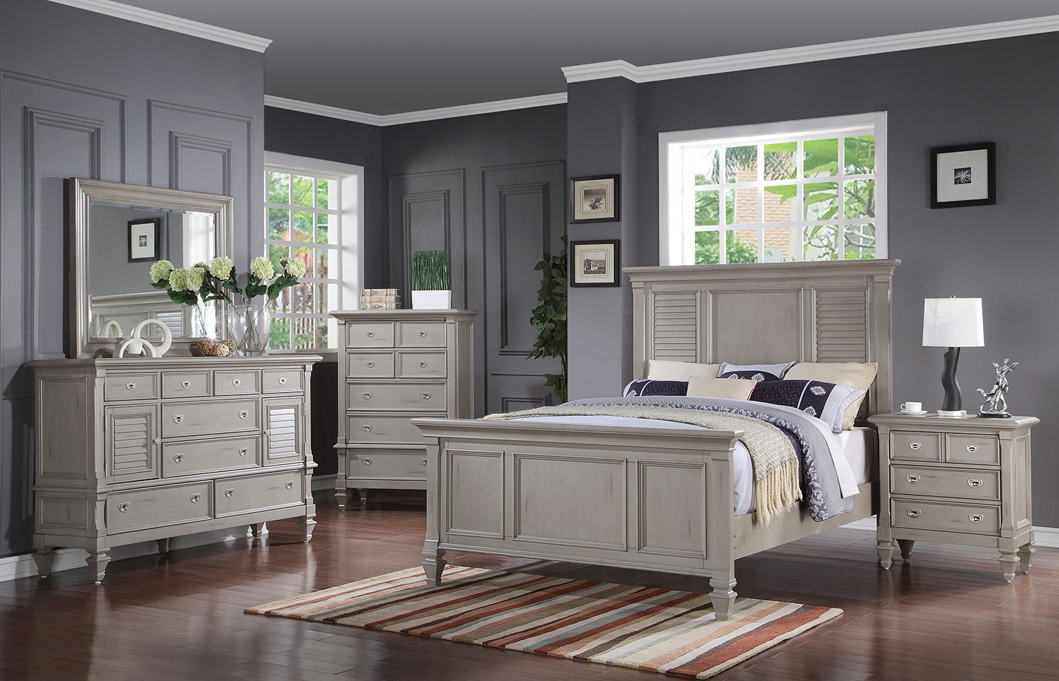 Brimley 4 Piece King Bedroom Set Grey with proportions 1500 X 964