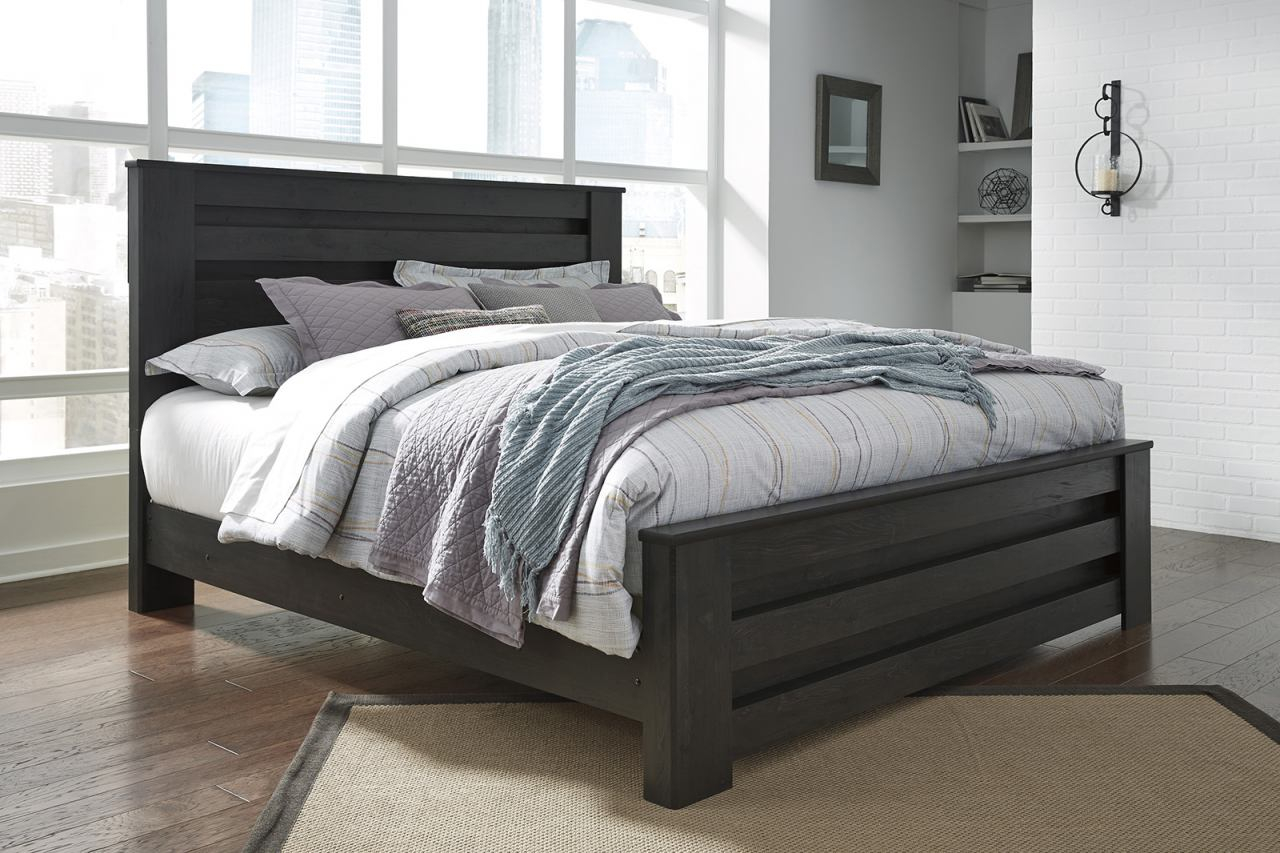 Brinxton King Panel Bed In Dark Charcoal for dimensions 1280 X 853