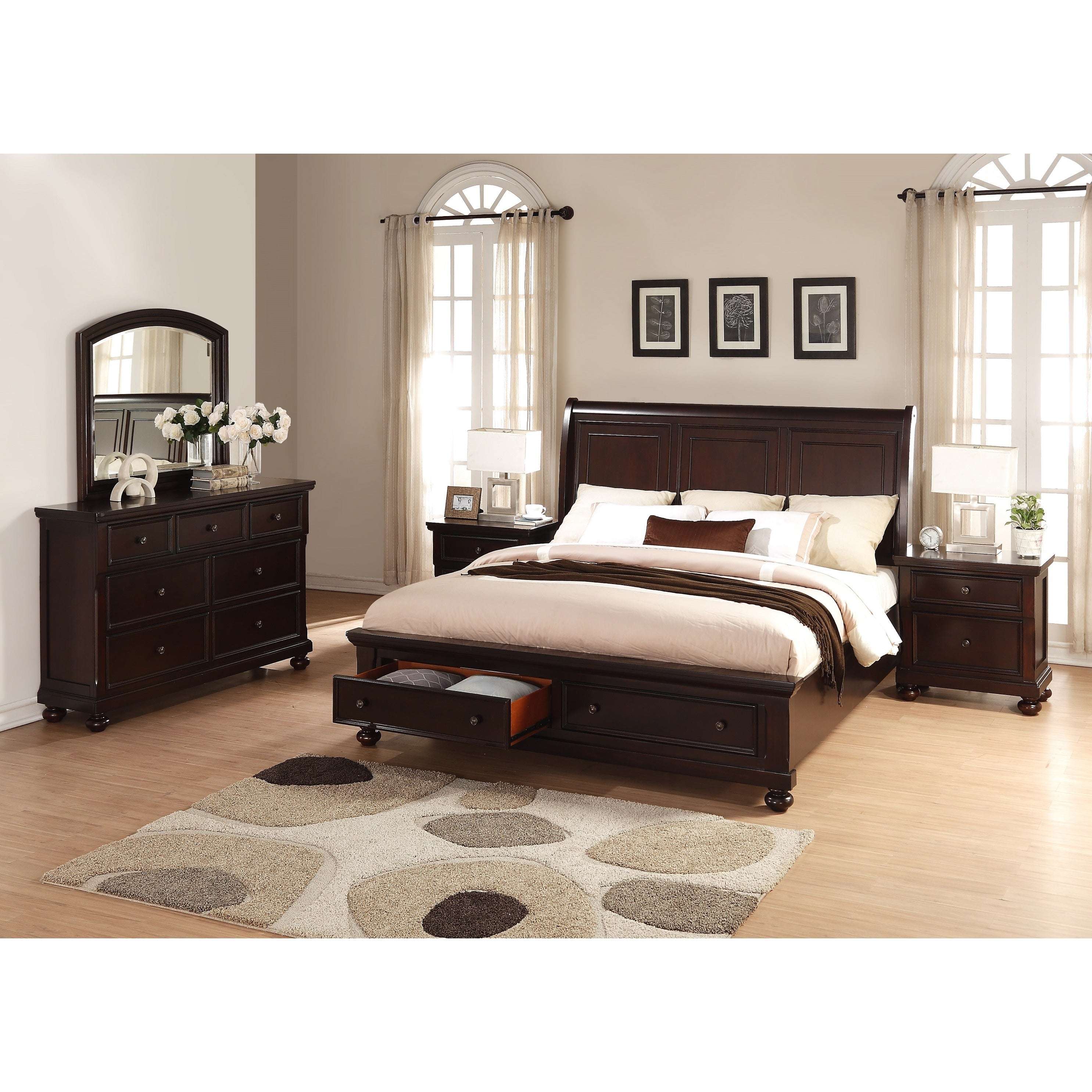 Brishland Rustic Cherry King Size Storage Bedroom Set with regard to dimensions 2971 X 2971