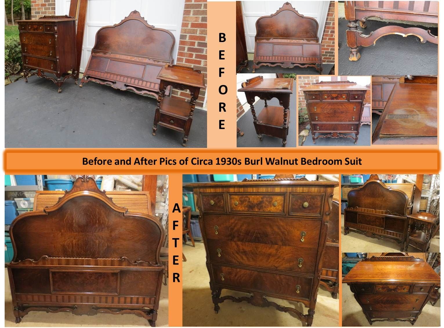 Ca 1920s Burl Walnut Bedroom Suite That I Restoredrefinished Into for sizing 1531 X 1131