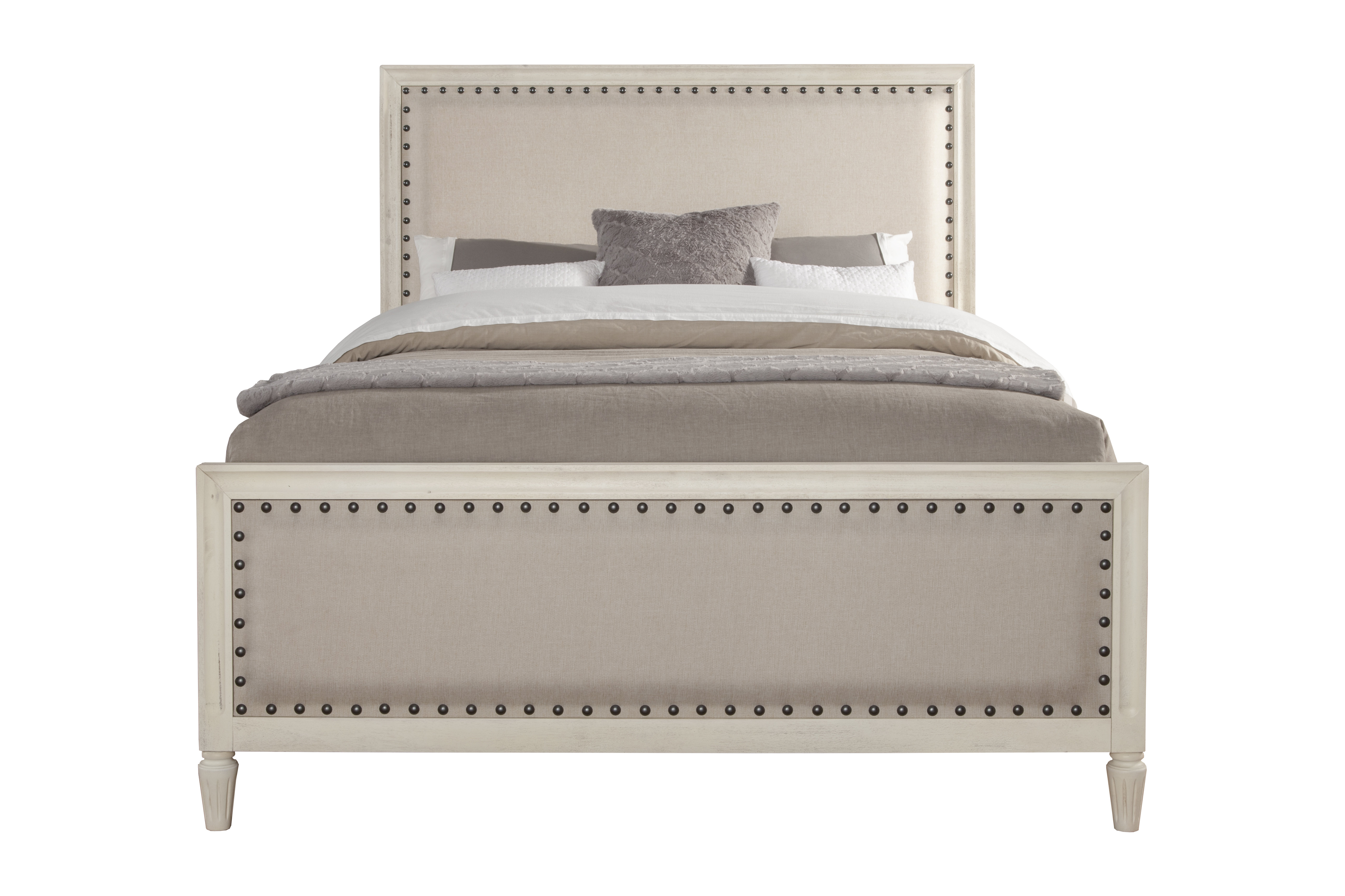 Cambridge 5 Piece King Bedroom Set With Solid Wood And Upholstered Trim In Oak Grey for proportions 5616 X 3744