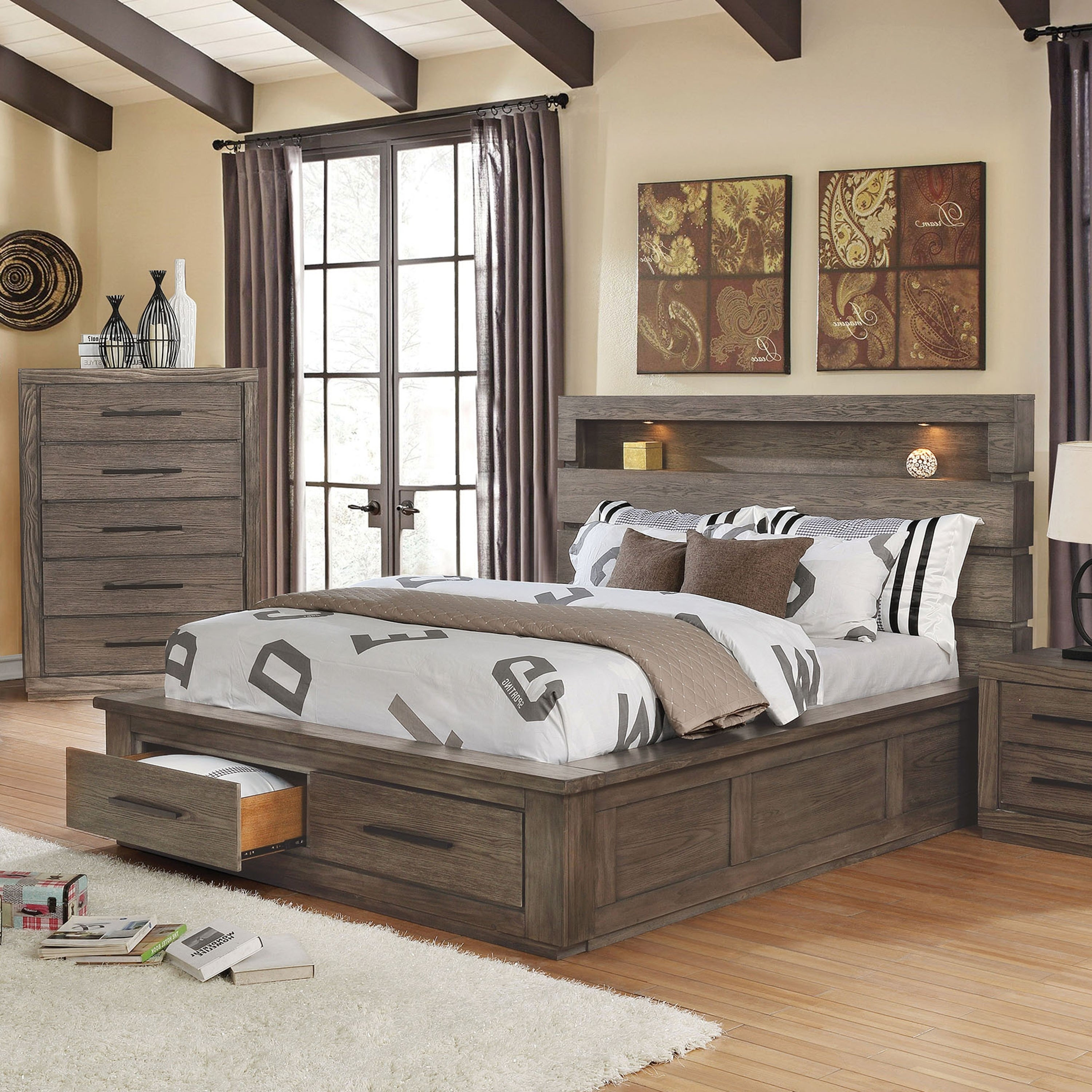 Carbon Loft Beckett Rustic Eastern King Storage Bed Set with measurements 3000 X 3000