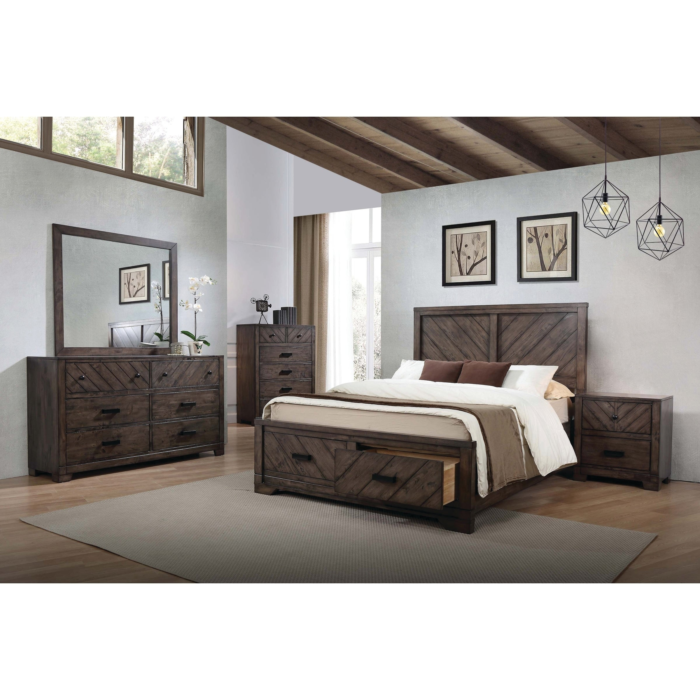 Carbon Loft Conway Rustic Dark Brown 4 Piece Bedroom Set with sizing 2400 X 2400