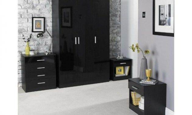 Carleton 4 Piece High Gloss Bedroom Set 3 Door Wardrobe Chest Of Drawers Bedside Cabinet In Black In Newton Heath Manchester Gumtree pertaining to proportions 918 X 1024