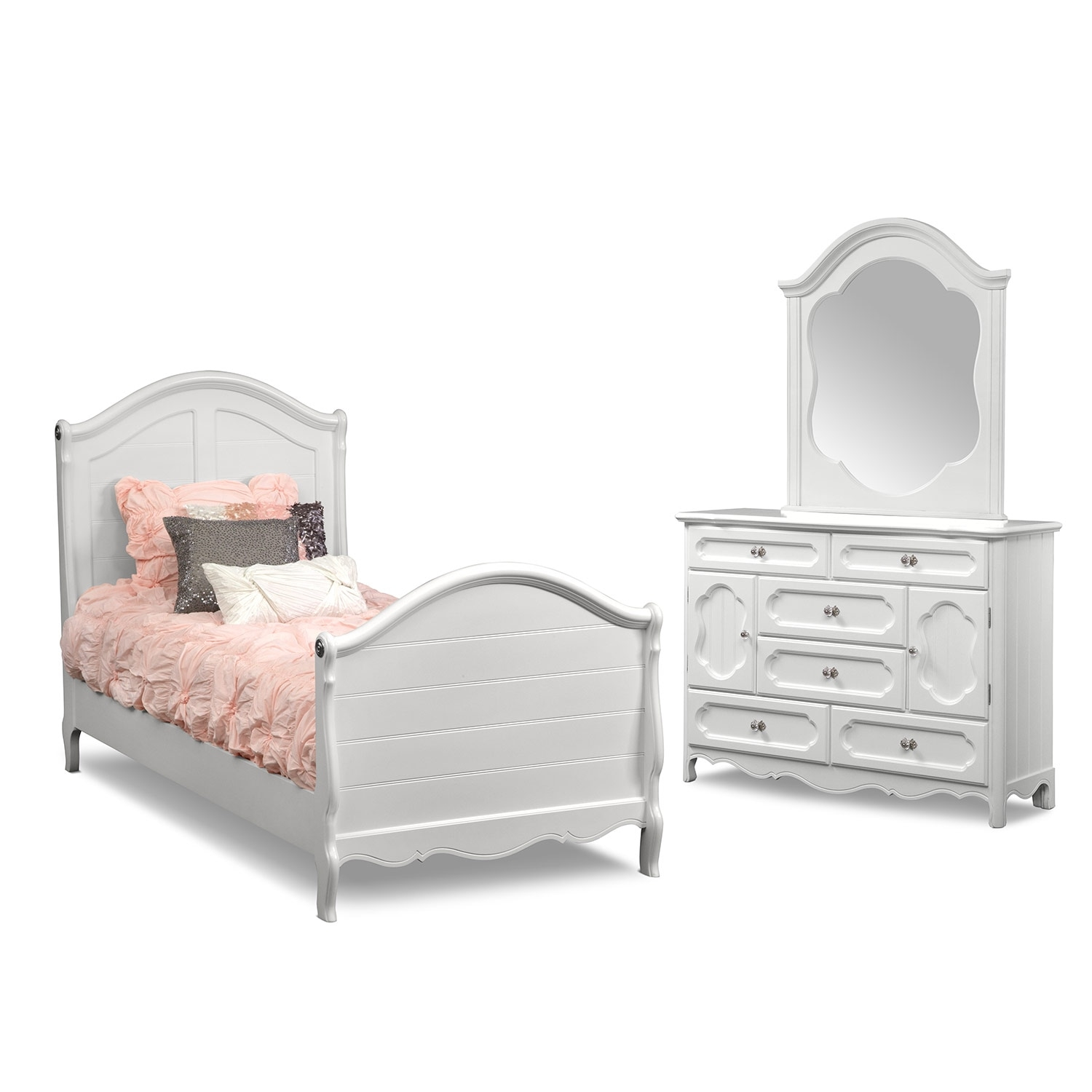 Carly 5 Piece Twin Bedroom Set White with dimensions 1500 X 1500