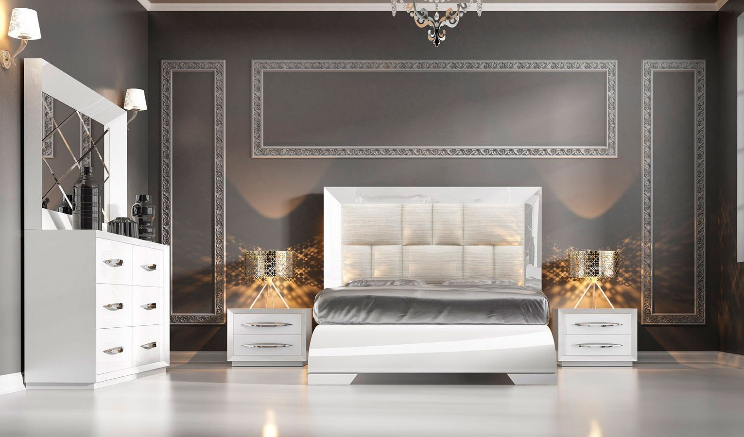 Carmen Platform Bedroom Set White in measurements 1531 X 900