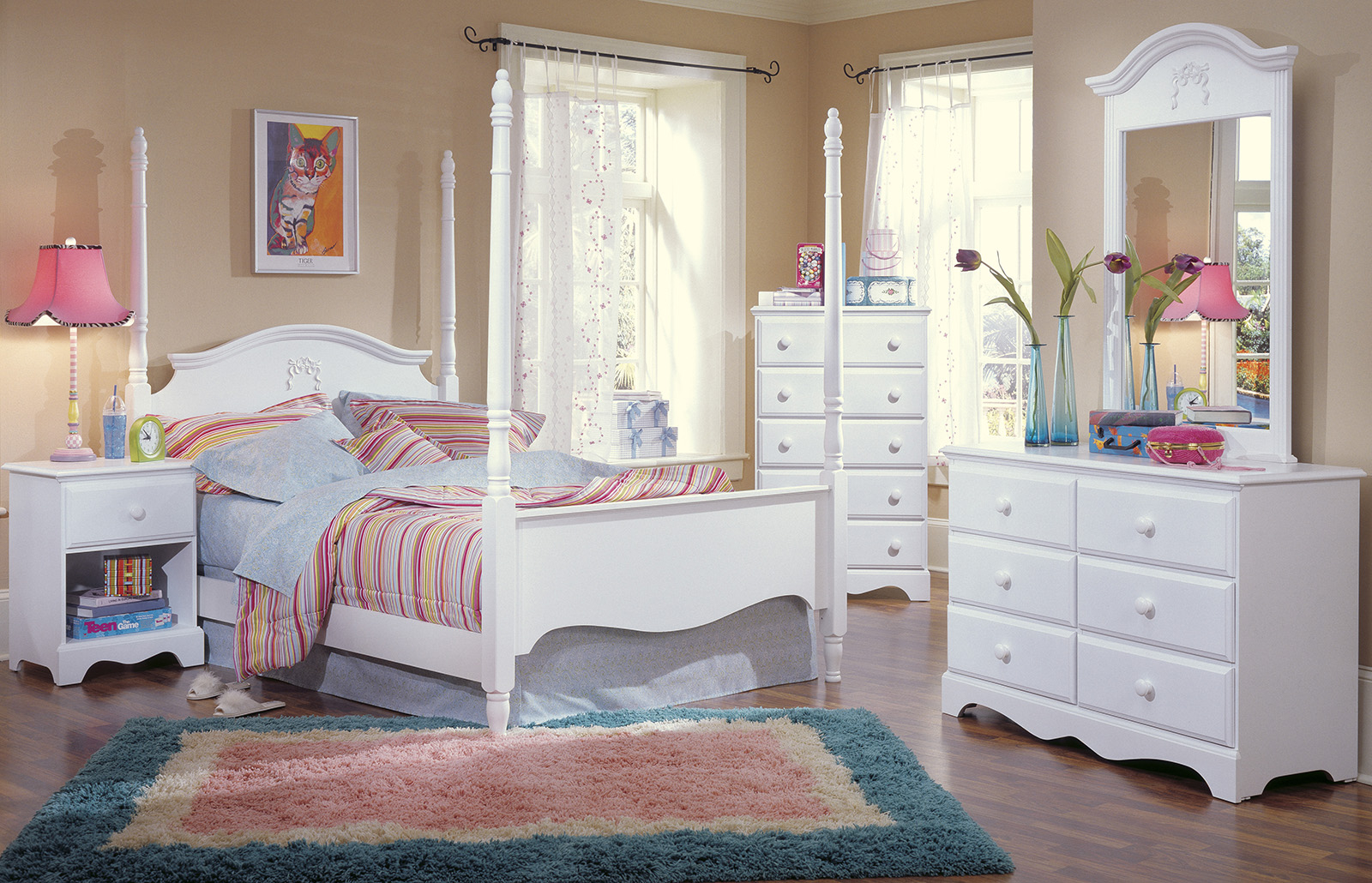 Carolina Furniture Cottage 4 Piece Princess Bedroom Set In White intended for proportions 1600 X 1030