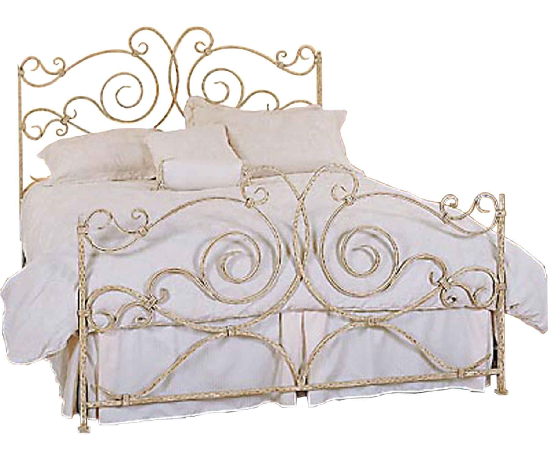 Carved Gold Cast Iron King Size Bed With Headboard And Footboard with dimensions 1796 X 1500