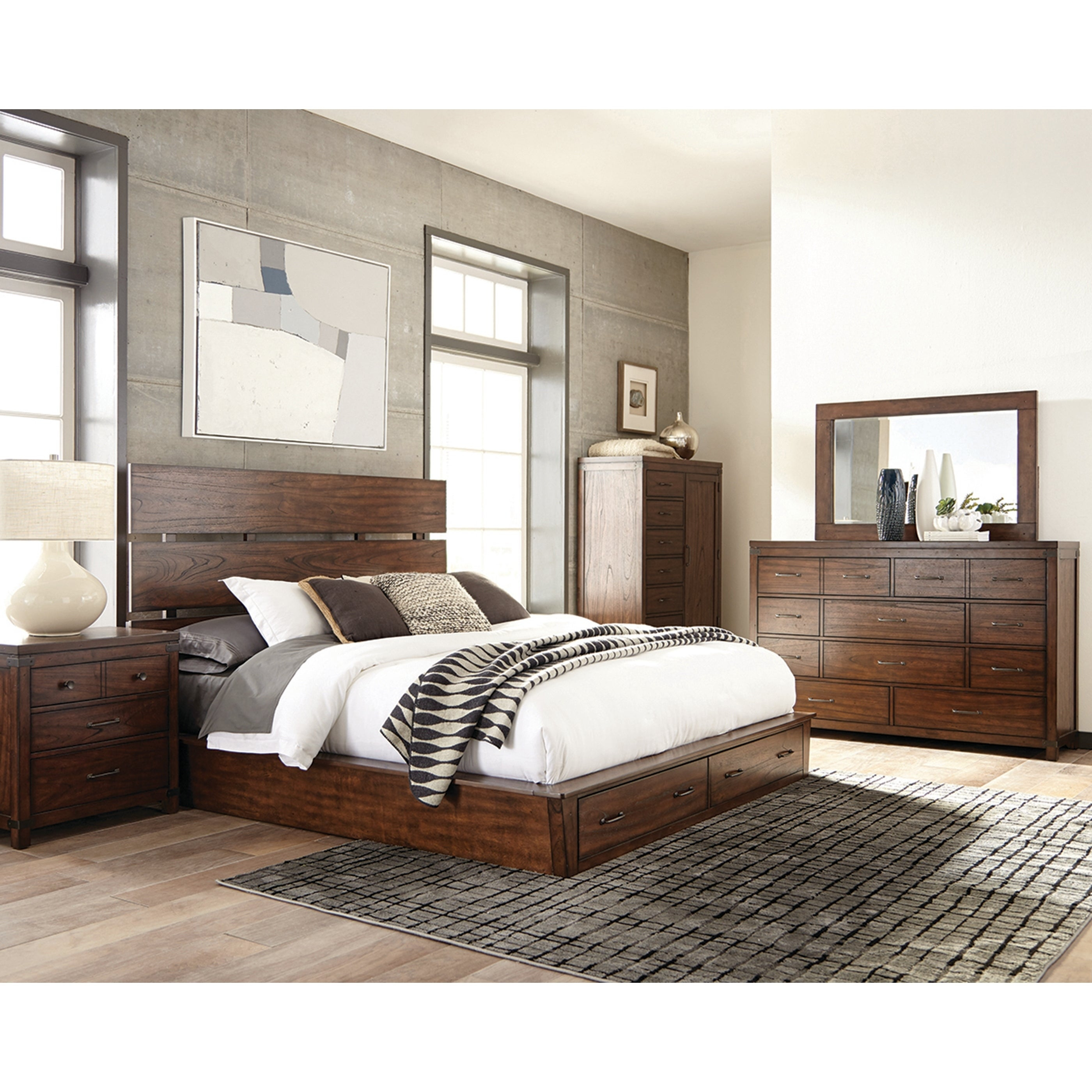 Cascadia Industrial Dark Cocoa 5 Piece Storage Bedroom Set within sizing 2800 X 2800