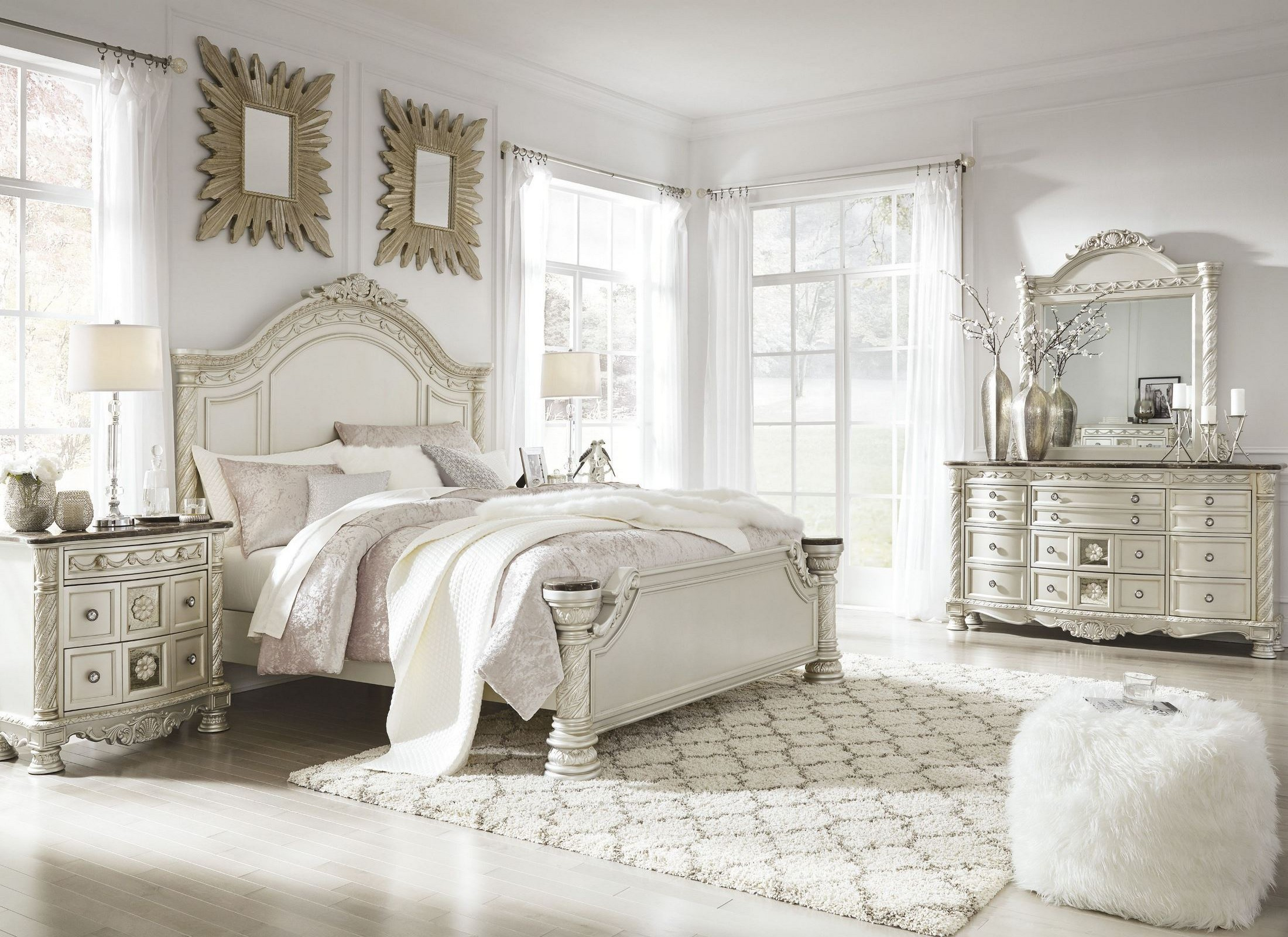 Cassimore North Shore Pearl Silver Panel Bedroom Set throughout sizing 2200 X 1600