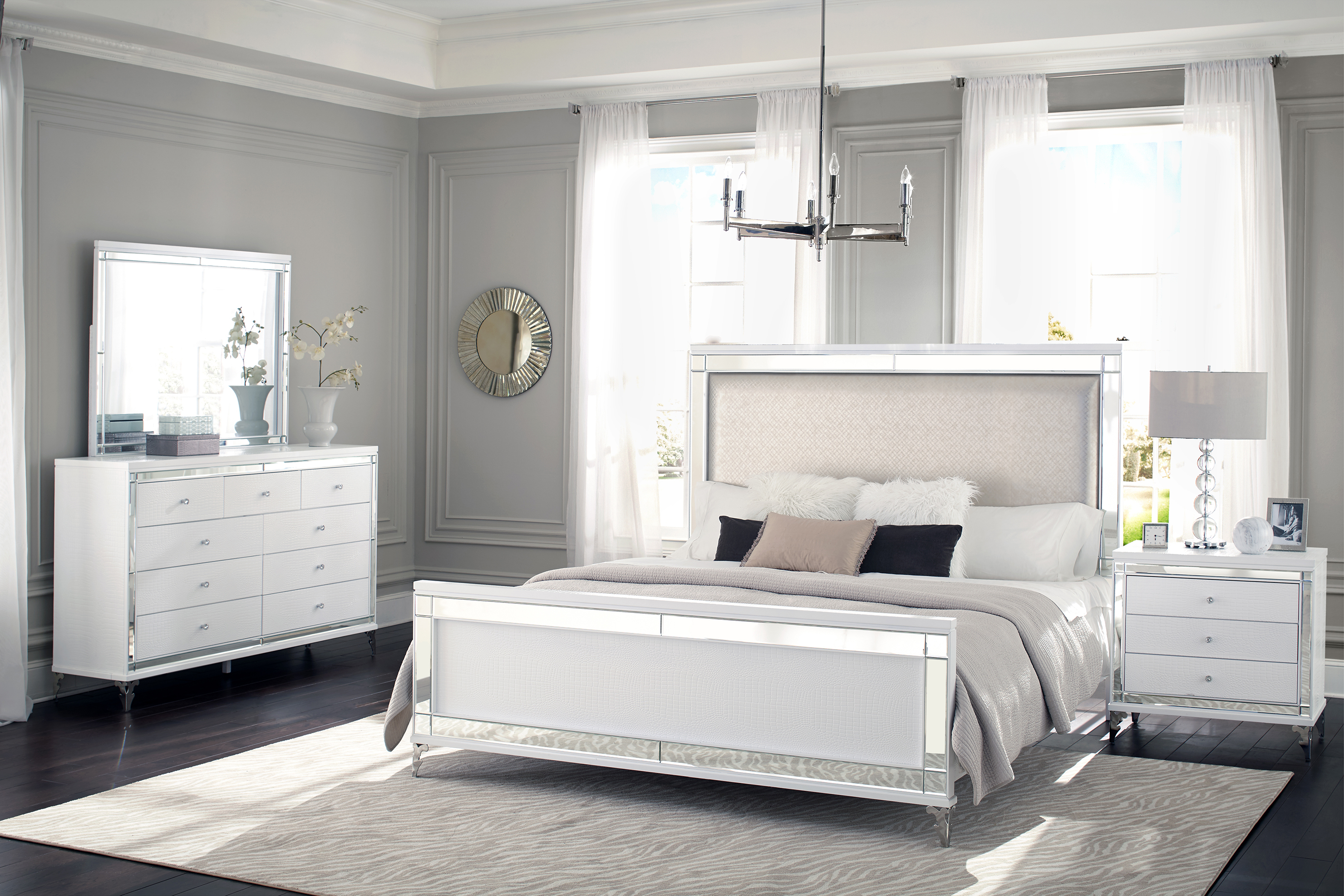 Catalina Bed Dresser Mirror Set inside proportions 2961 X 1975