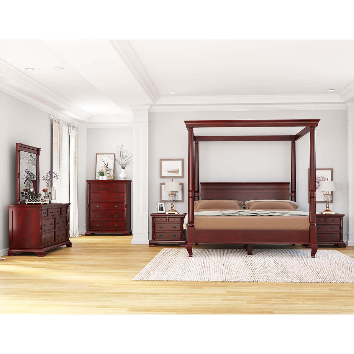 Cayuta Solid Mahogany Wood 6 Piece Bedroom Set with regard to measurements 1200 X 1200