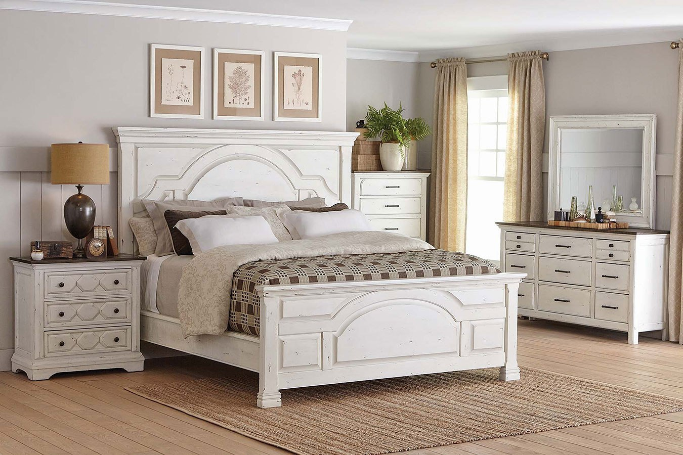 Celeste Panel Bedroom Set Vintage White inside measurements 1350 X 900