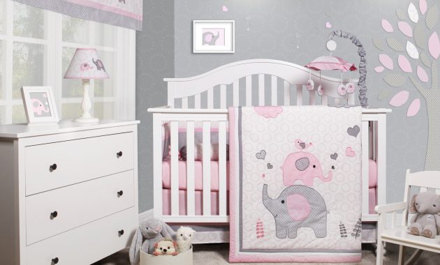 Cheatwood Elephant Ba Girl Nursery 6 Piece Crib Bedding Set inside size 3440 X 3027