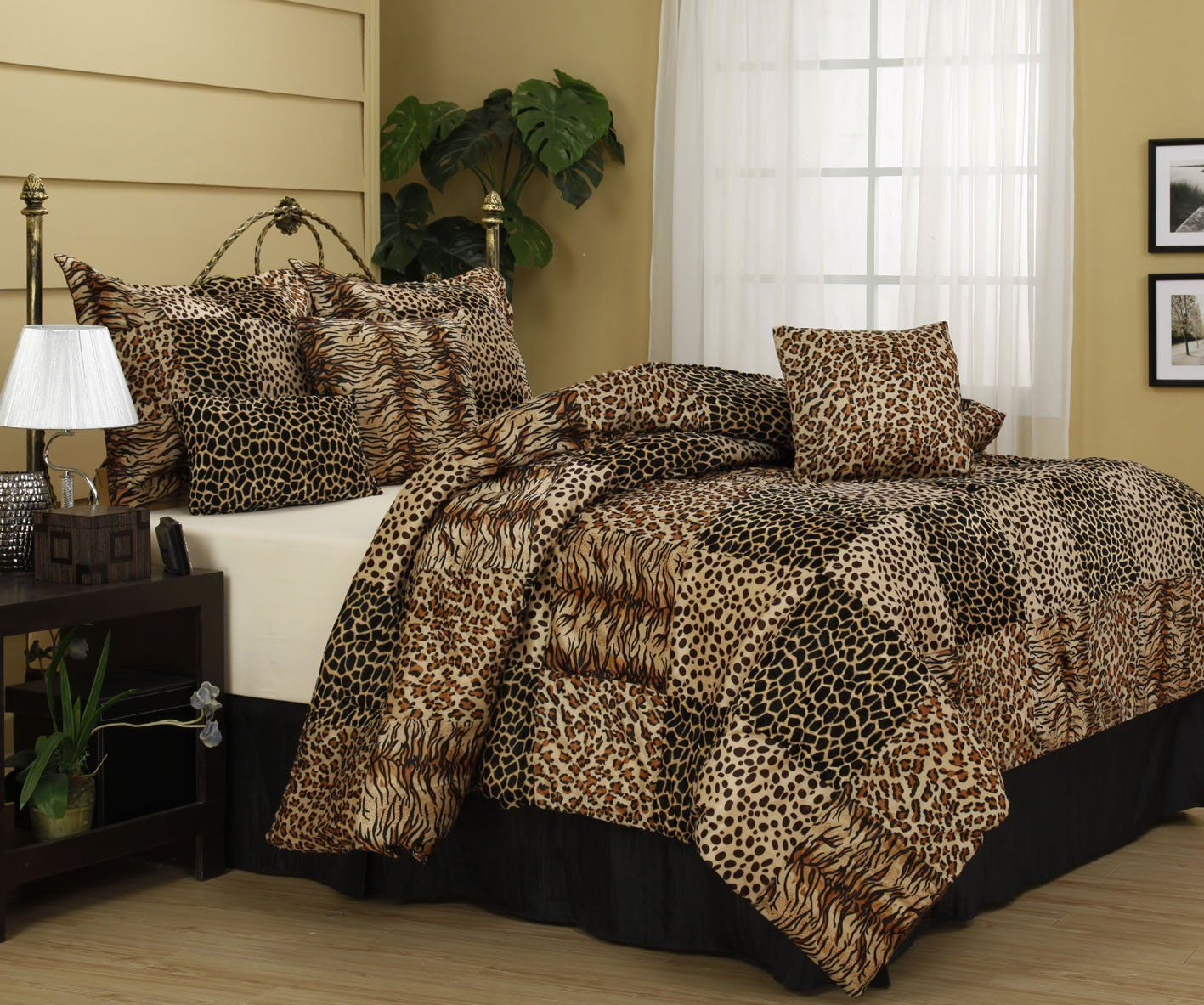 Cheetah And Leopard Print Nanshing Cameroon Plush Comforter Set for sizing 1417 X 1183