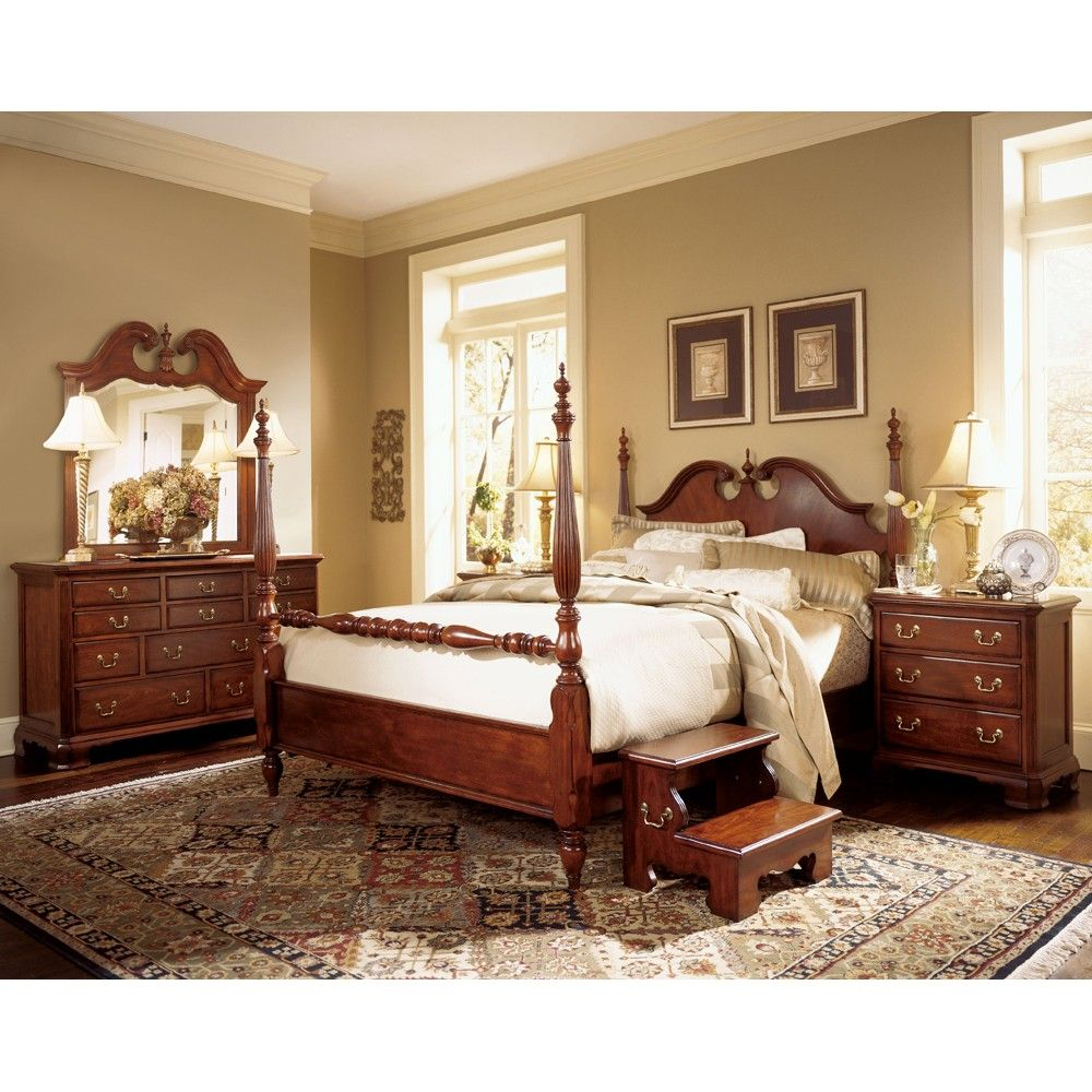 Cherry Grove Low Poster Bed In Classic Antique Cherry American in measurements 1000 X 1000
