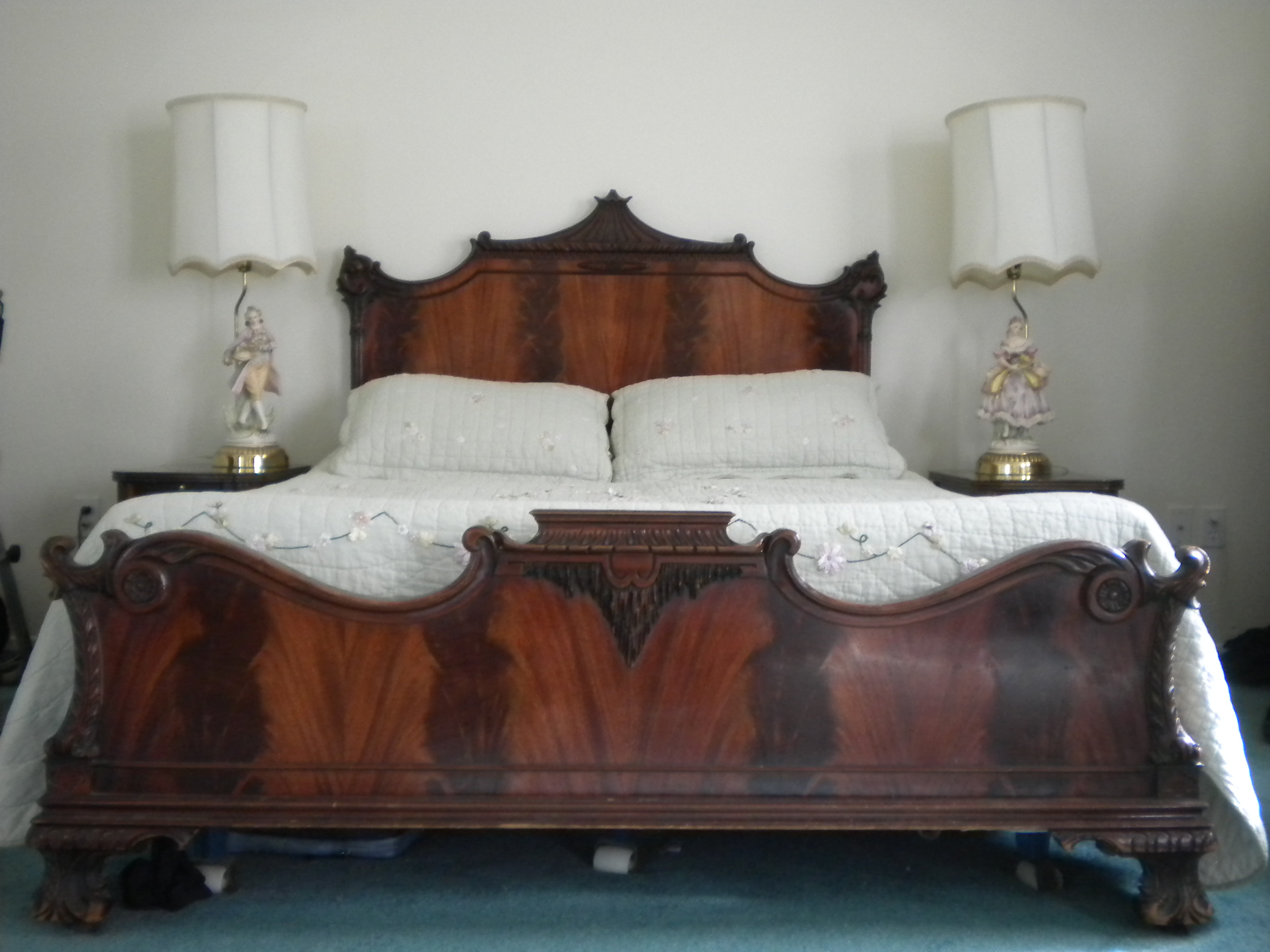 Chinese Chippendale Cherry Wood Mahogany Bedroom Set Antique with measurements 3648 X 2736