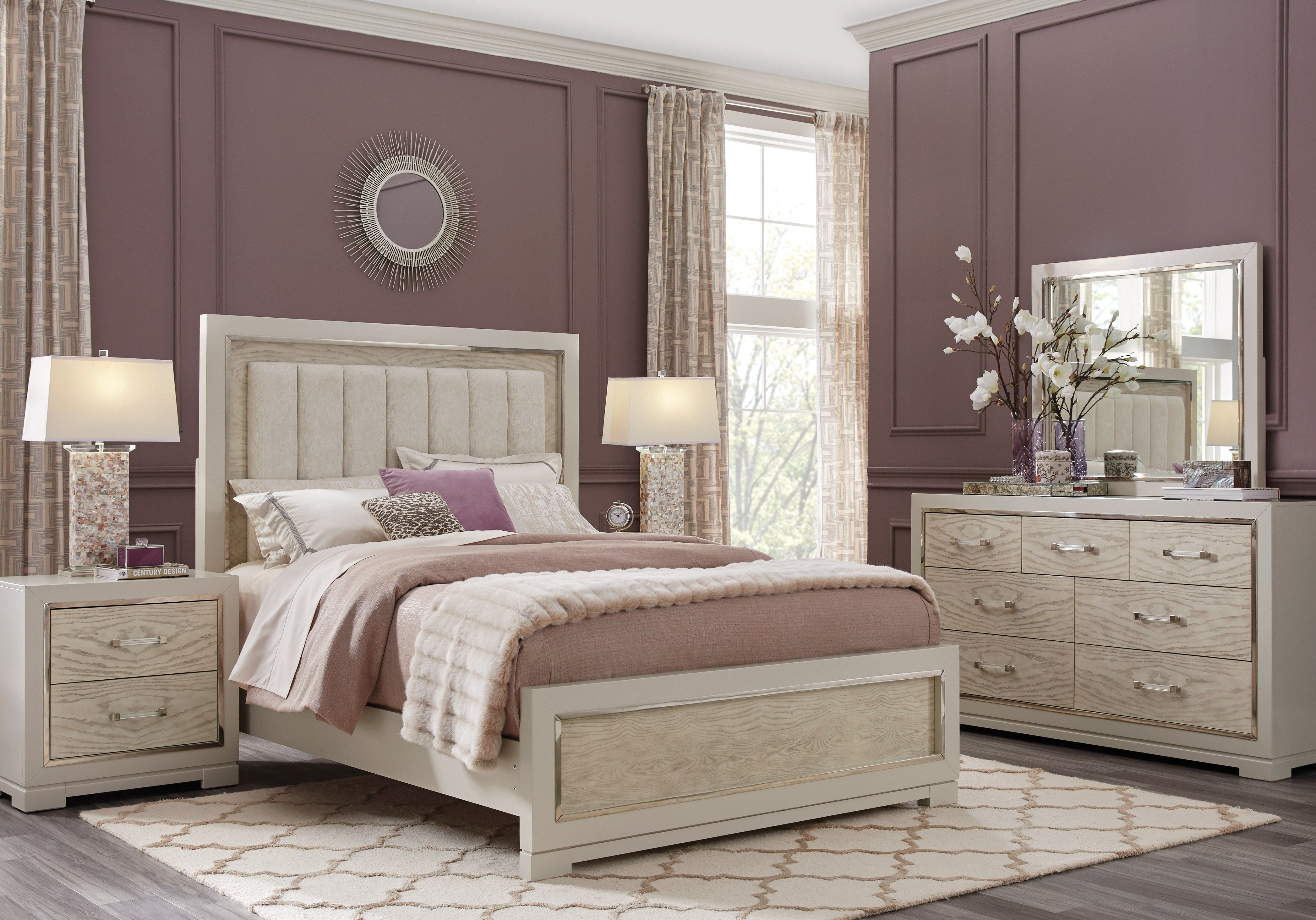 Cindy Crawford Home Bel Air Ivory 5 Pc King Panel Bedroom In 2019 for sizing 4189 X 2928