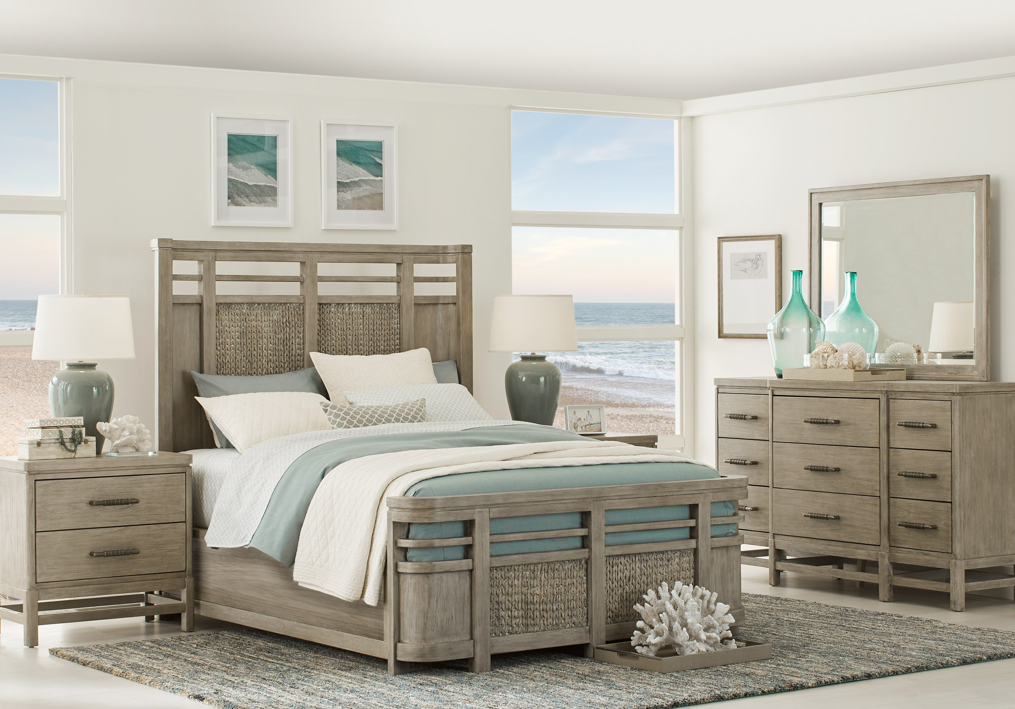 Cindy Crawford Home Golden Isles Gray 5 Pc Queen Panel Bedroom inside proportions 3471 X 2426