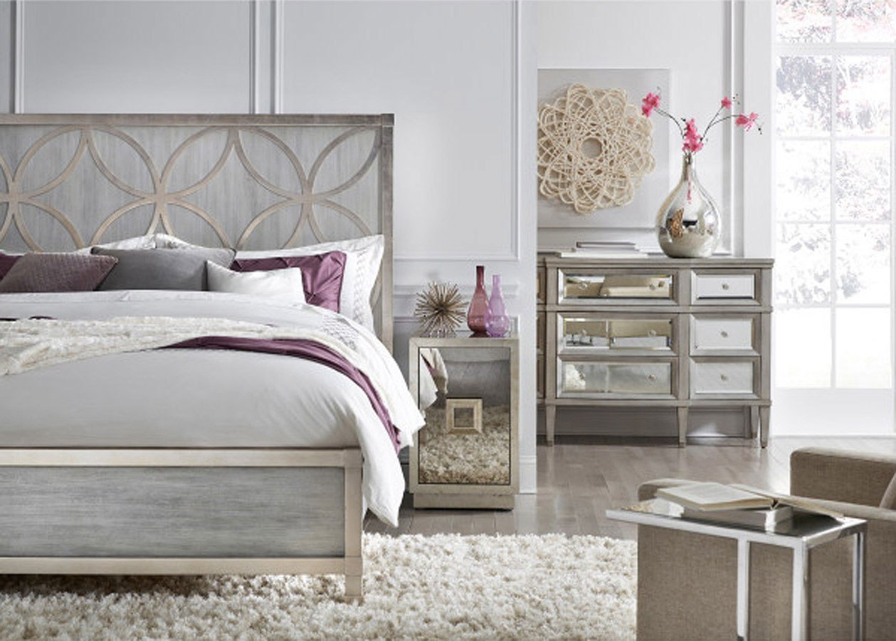 City Chic Silver Leaf Panel Bedroom Set with sizing 1259 X 900