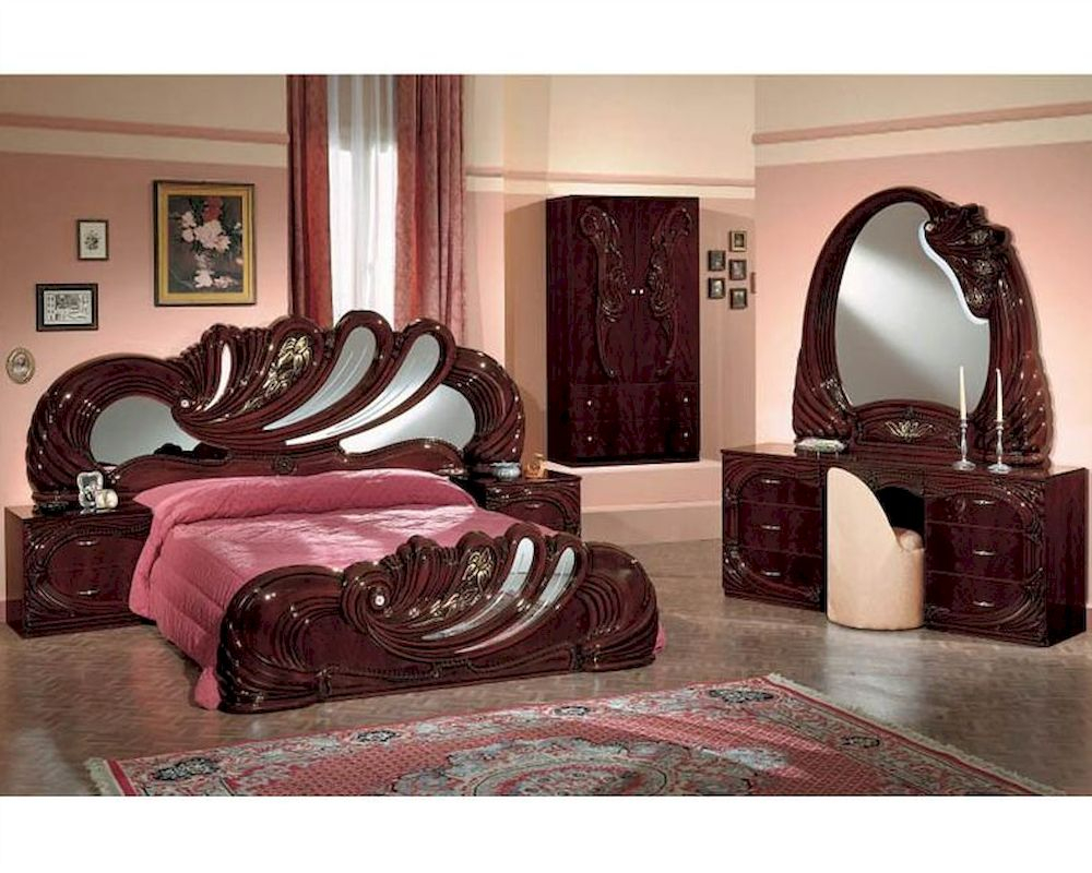 Classic Bedroom Set Mahogany Finish Made In Italy 44b8411m inside measurements 1000 X 800