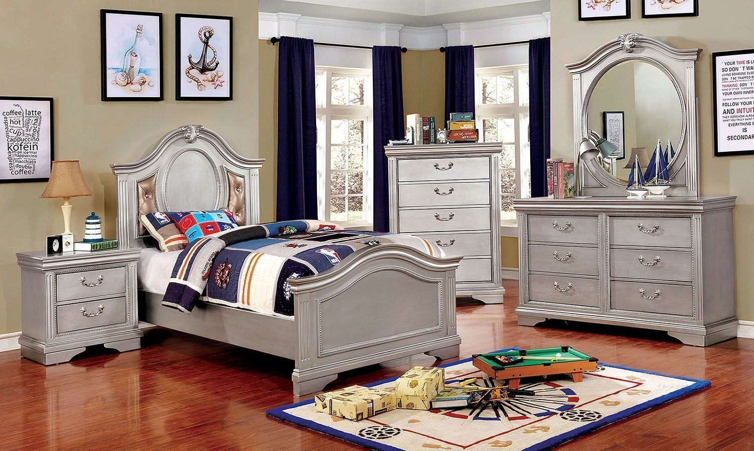 Claudia Youth Panel Padded Bedroom Set with regard to dimensions 1503 X 900